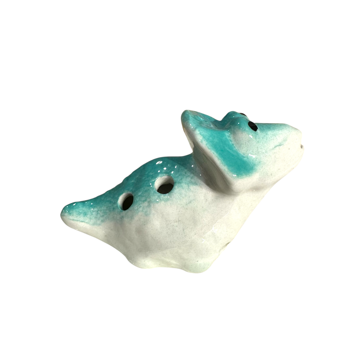 Ceramic Dinosaur Ocarina Teal