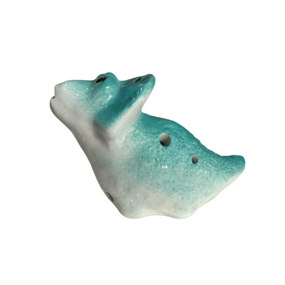 Ceramic Dinosaur Ocarina Teal