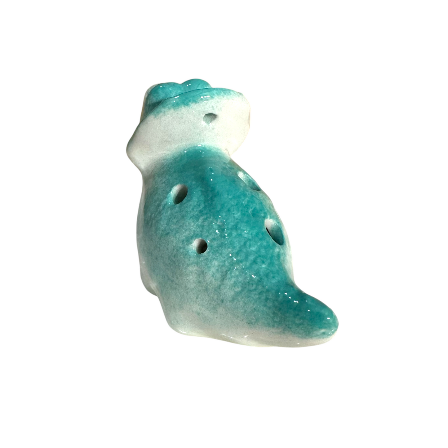 Ceramic Dinosaur Ocarina Teal