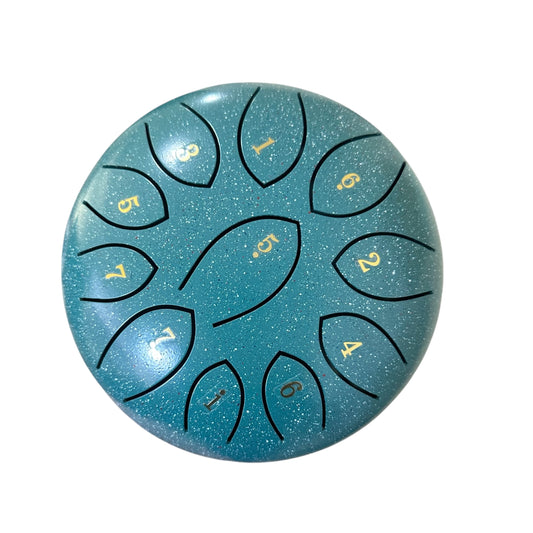 Steel Rain Drum 6 inch Percussion Instrument with Mallet (Teal)