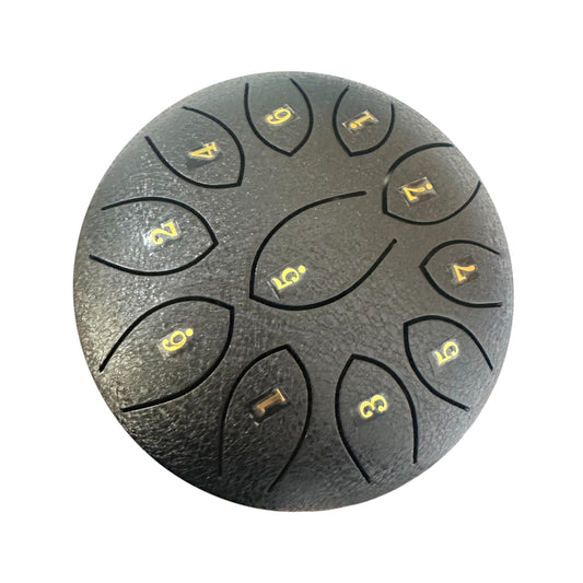 Steel Rain Drum 6 inch Percussion Instrument with Mallet (Black)