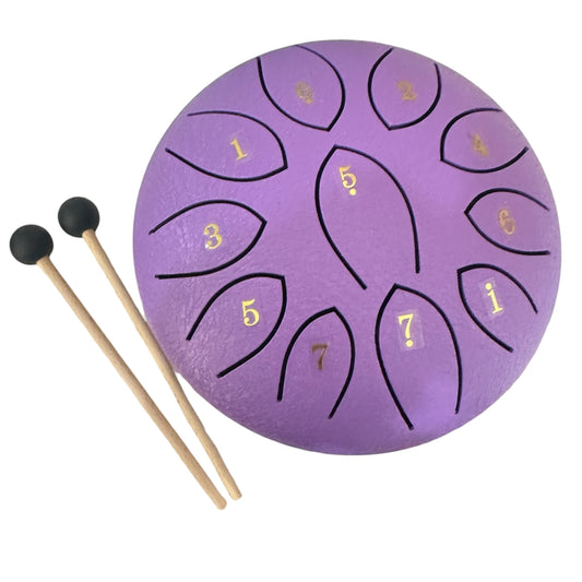 Steel Rain Drum 6 inch Percussion Instrument with Mallet (Purple)