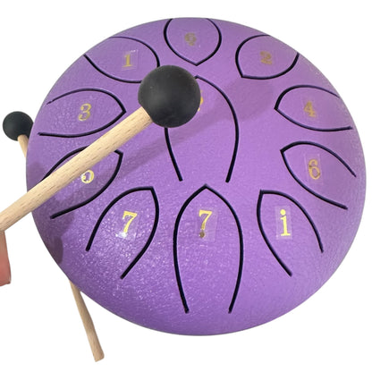 Steel Rain Drum 6 inch Percussion Instrument with Mallet (Purple)
