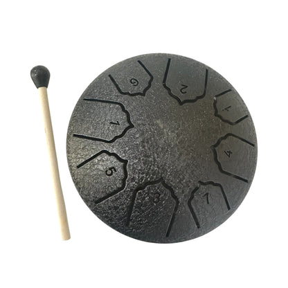 Steel Rain Drum 4 inch Percussion Instrument with Mallet (Black)