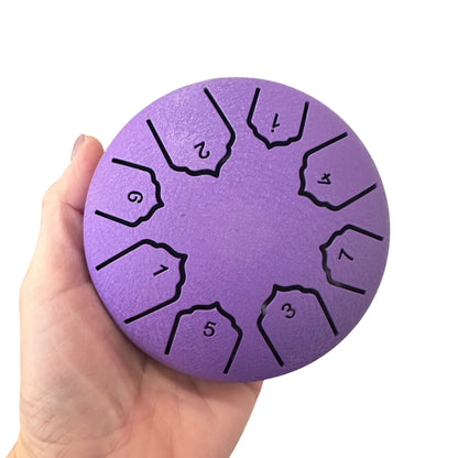 Steel Rain Drum 4 inch Percussion Instrument with Mallet (Purple)