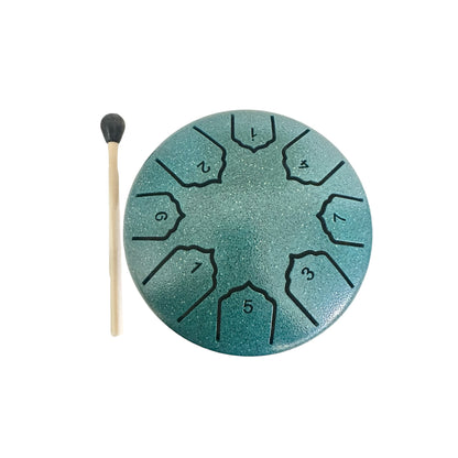Steel Rain Drum 4 inch Percussion Instrument with Mallet (Teal)