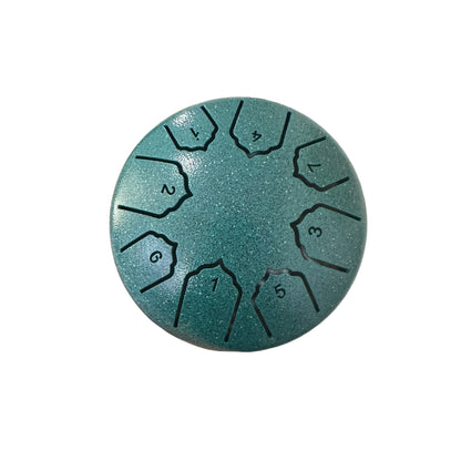 Steel Rain Drum 4 inch Percussion Instrument with Mallet (Teal)