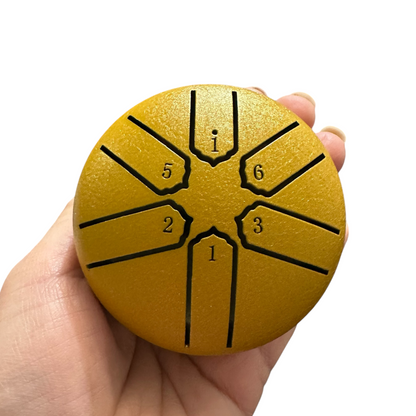 Mini Steel Rain Drum – 3-Inch Percussion Instrument with Mallet (Yellow)