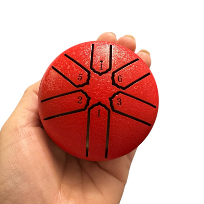 Mini Steel Rain Drum – 3-Inch Percussion Instrument with Mallet (Red)