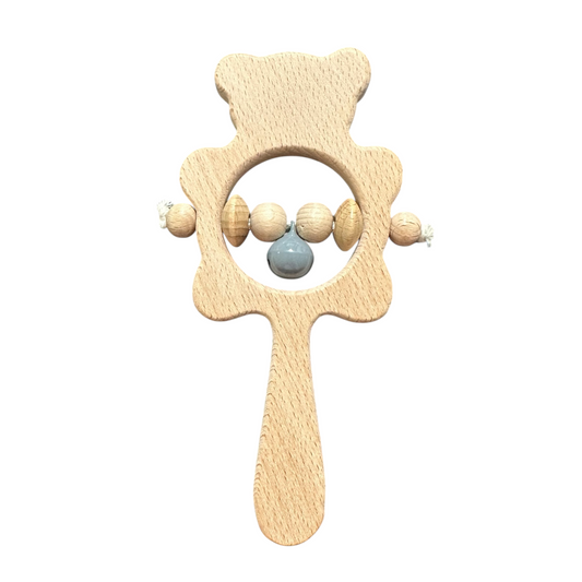 Wooden Bear Rattle Shaker – Gray Bell Edition