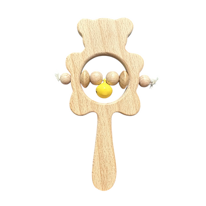 Wooden Bear Rattle Shaker – Yellow Bell Edition