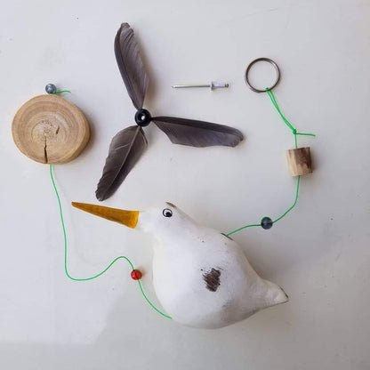 Hand-Painted Seagull Windchime with Feather Spinner
