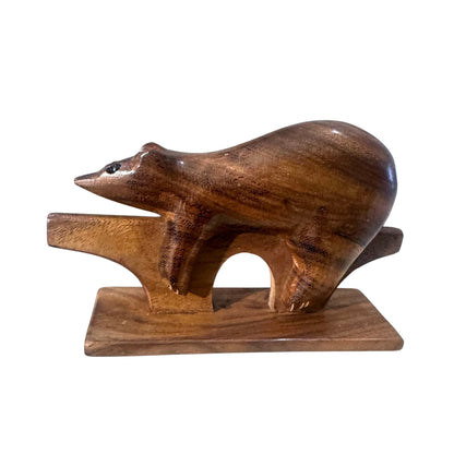 Handcarved Wooden Bear — Artisan India | Albizia Wood