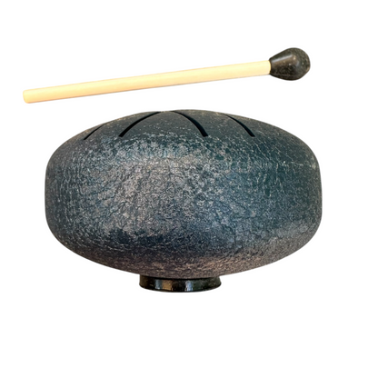 Mini Rain Drum – 3” Navy Blue Steel Percussion Instrument with Mallet – Soothing Sound Toy for Kids & Adults