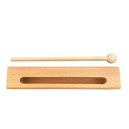 Wooden Slit Drum – Natural Tone Block Percussion Instrument with Mallet – Montessori Rhythm Toy for Kids & Classrooms