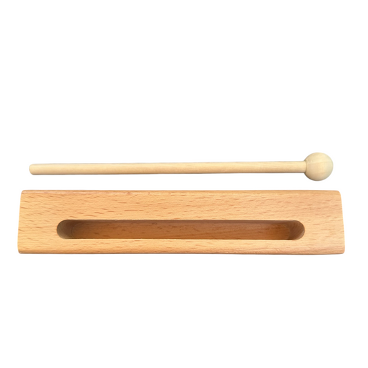 Wooden Slit Drum – Natural Tone Block Percussion Instrument with Mallet – Montessori Rhythm Toy for Kids & Classrooms