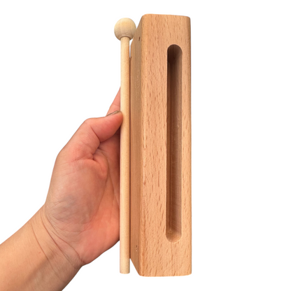 Wooden Slit Drum – Natural Tone Block Percussion Instrument with Mallet – Montessori Rhythm Toy for Kids & Classrooms