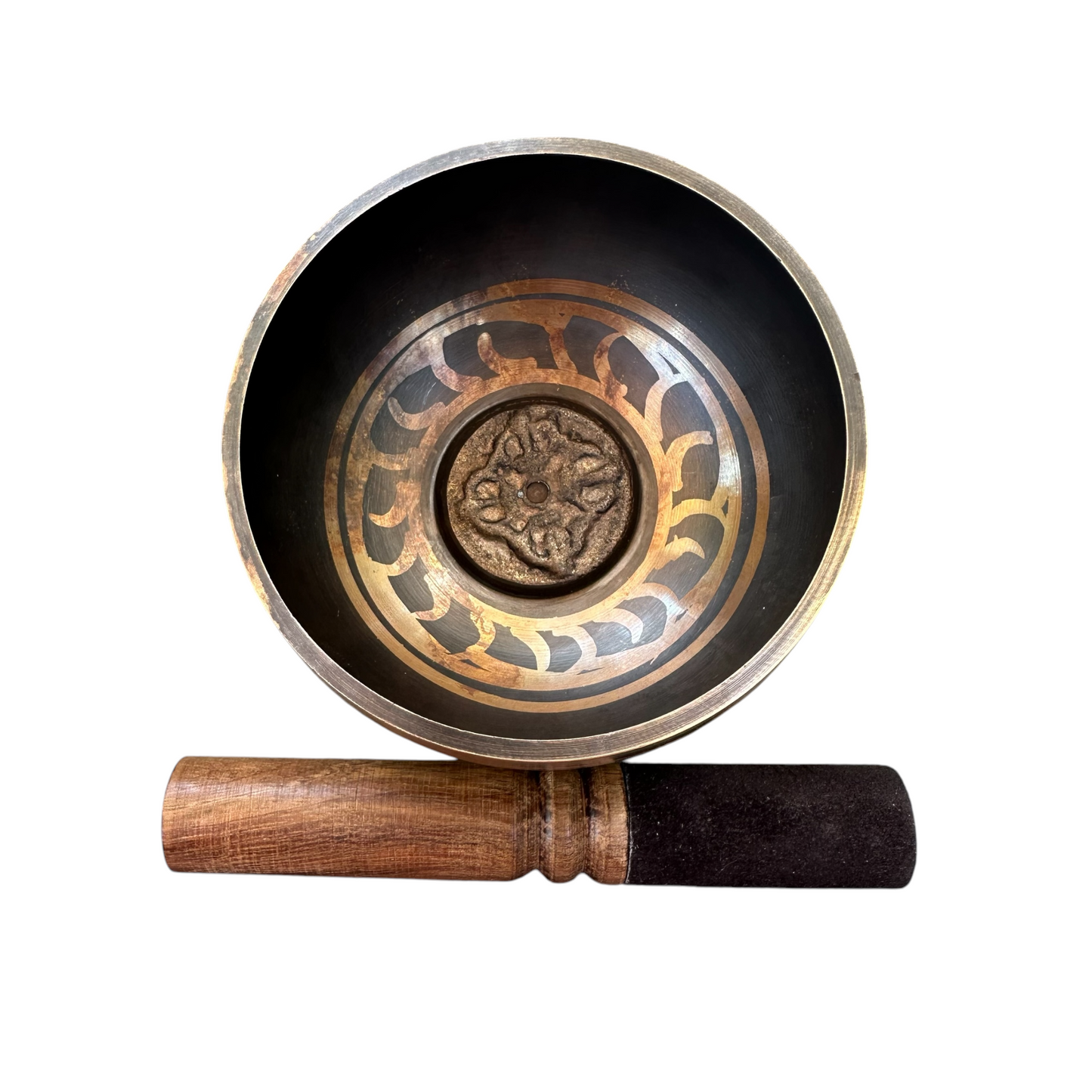 Tibetan Singing Bowl Set – Handcrafted Bronze Sound Bowl with Wooden Mallet & Silk Cushion – Meditation & Sound Healing Tool