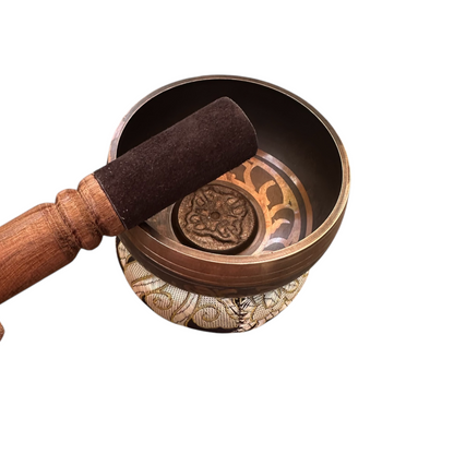 Tibetan Singing Bowl Set – Handcrafted Bronze Sound Bowl with Wooden Mallet & Silk Cushion – Meditation & Sound Healing Tool