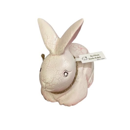 Wooden white bunny figurine decoration