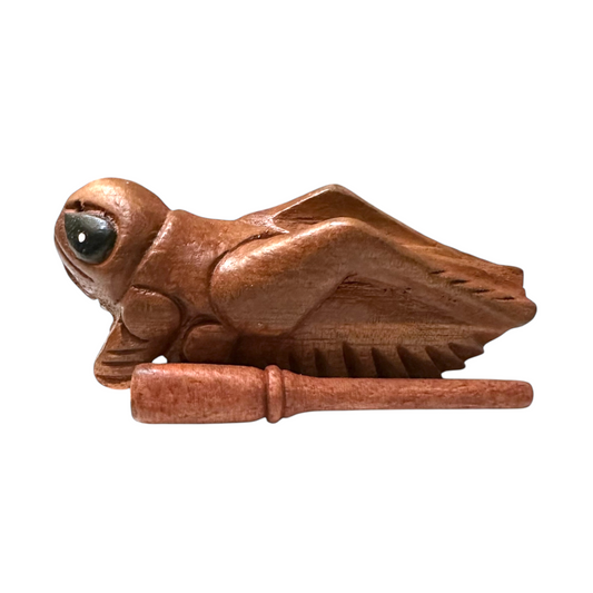 4" Medium Dark Stained Wooden Musical Cricket Percussion Instrument