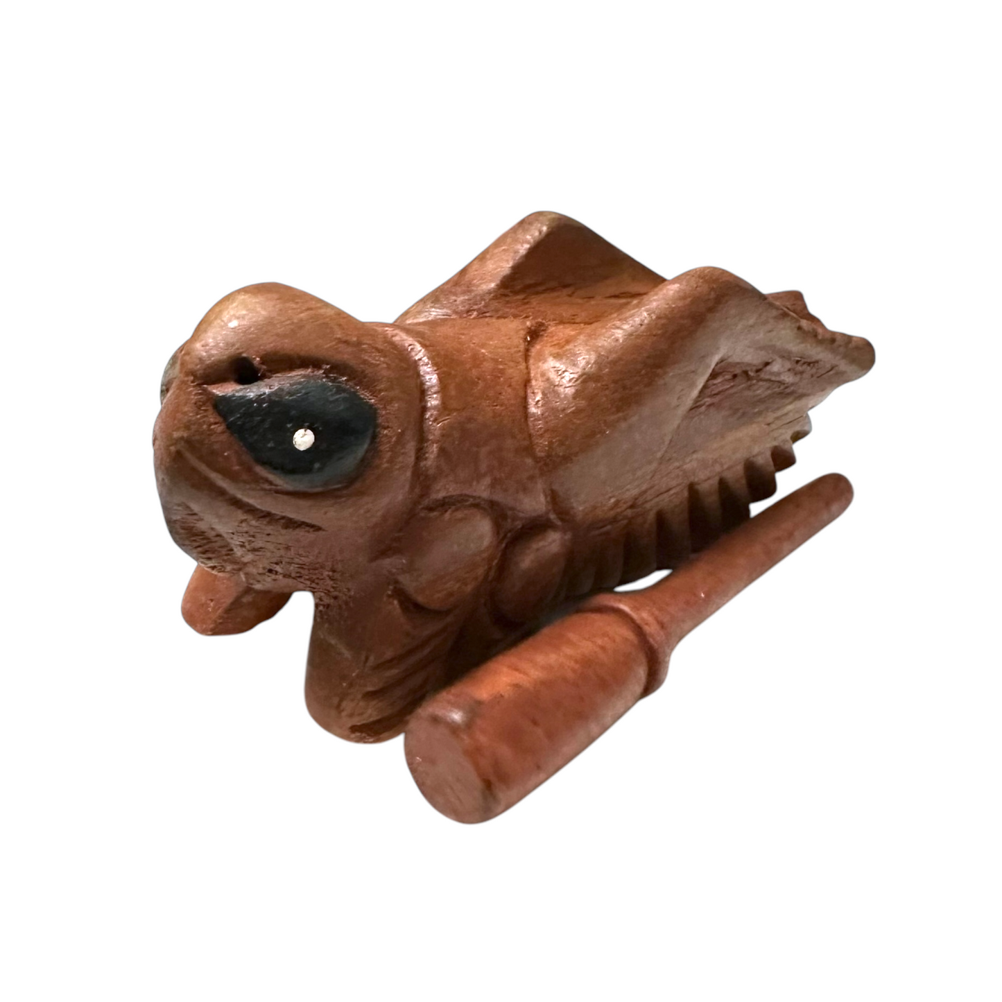 4" Medium Dark Stained Wooden Musical Cricket Percussion Instrument