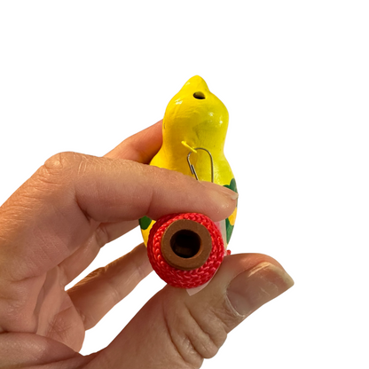 Clay Water Whistle Bird (Yellow flowers)