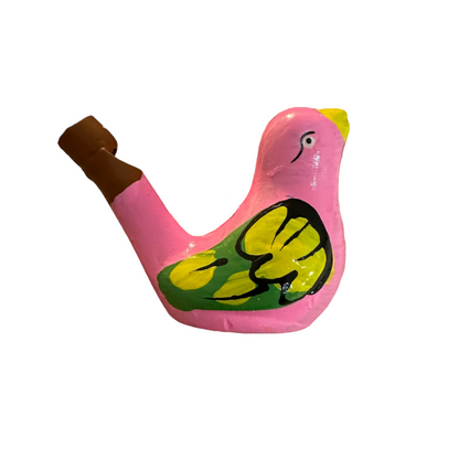 Clay Water Whistle Bird (Pink)