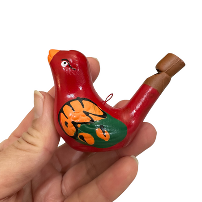 Clay Water Whistle Bird (Red)