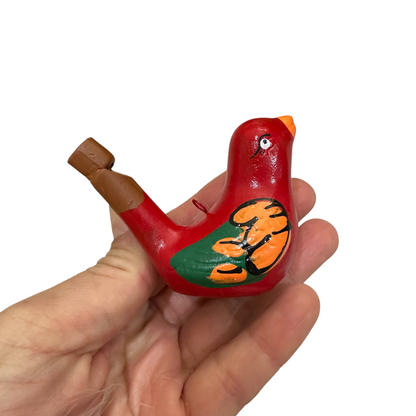 Clay Water Whistle Bird (Red)