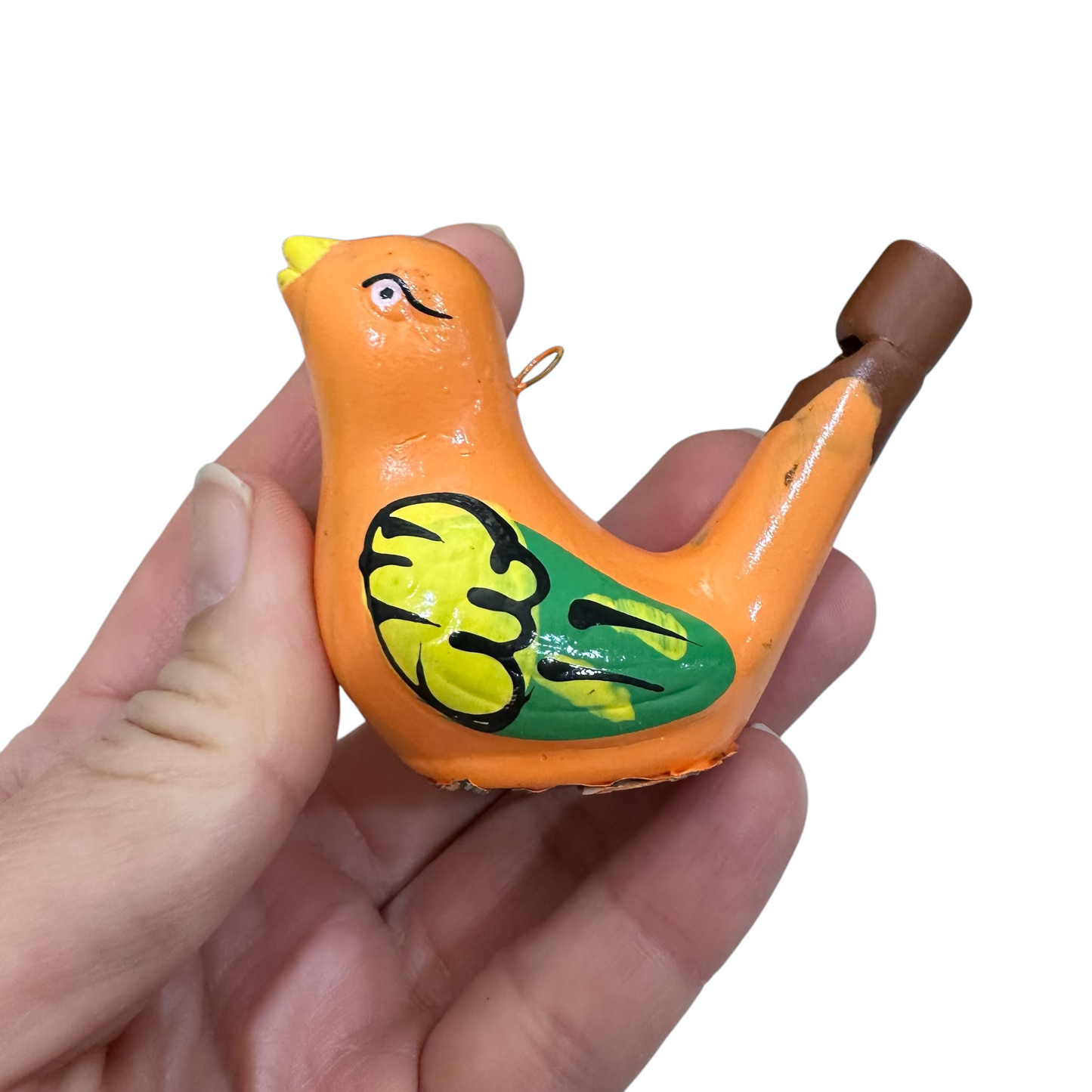 Clay Water Whistle Bird (Orange)