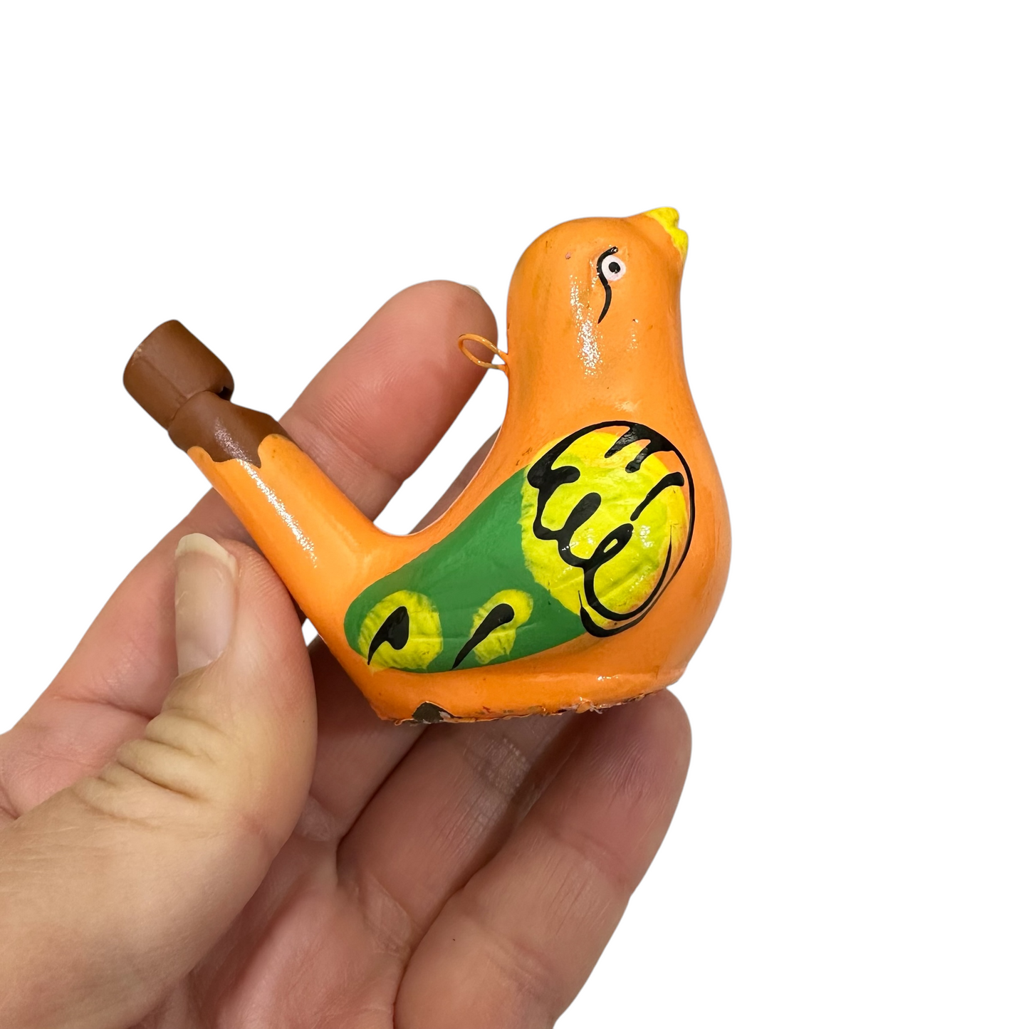 Clay Water Whistle Bird (Orange)