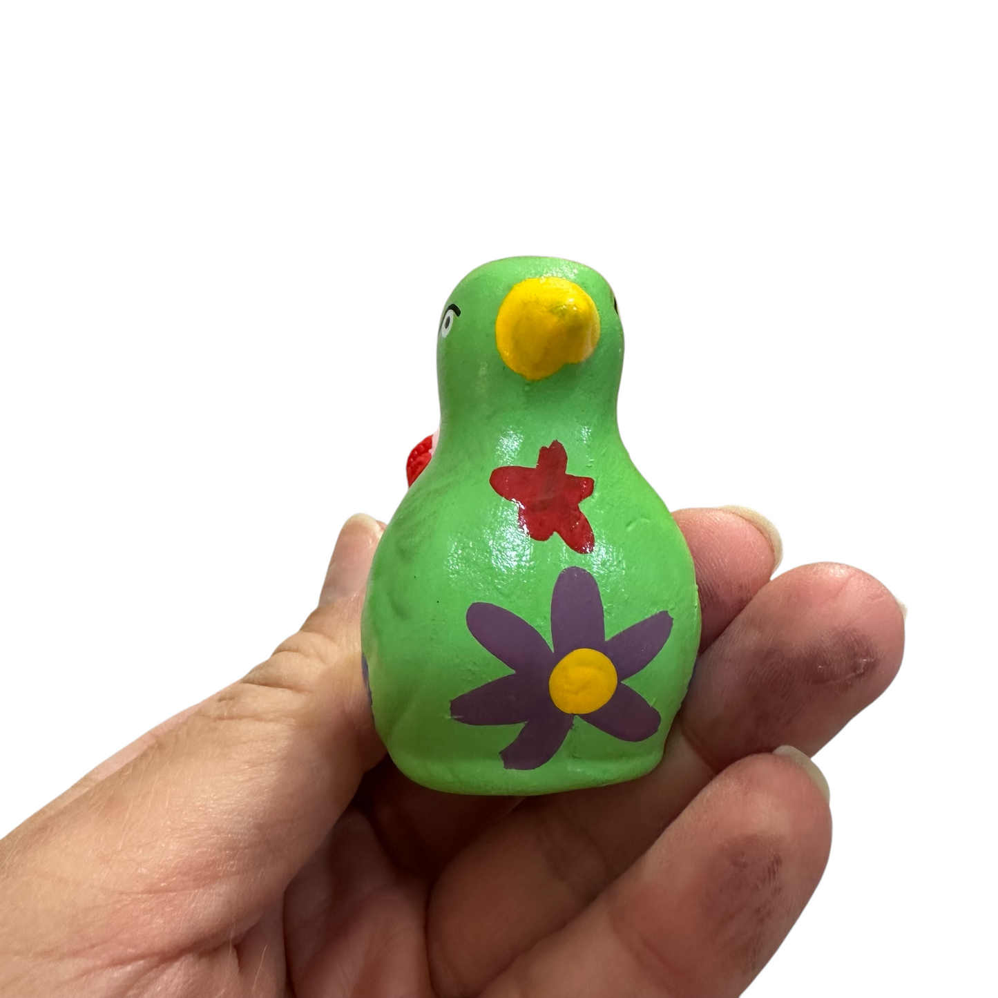 Clay Water Whistle Bird (Light green flower crest)