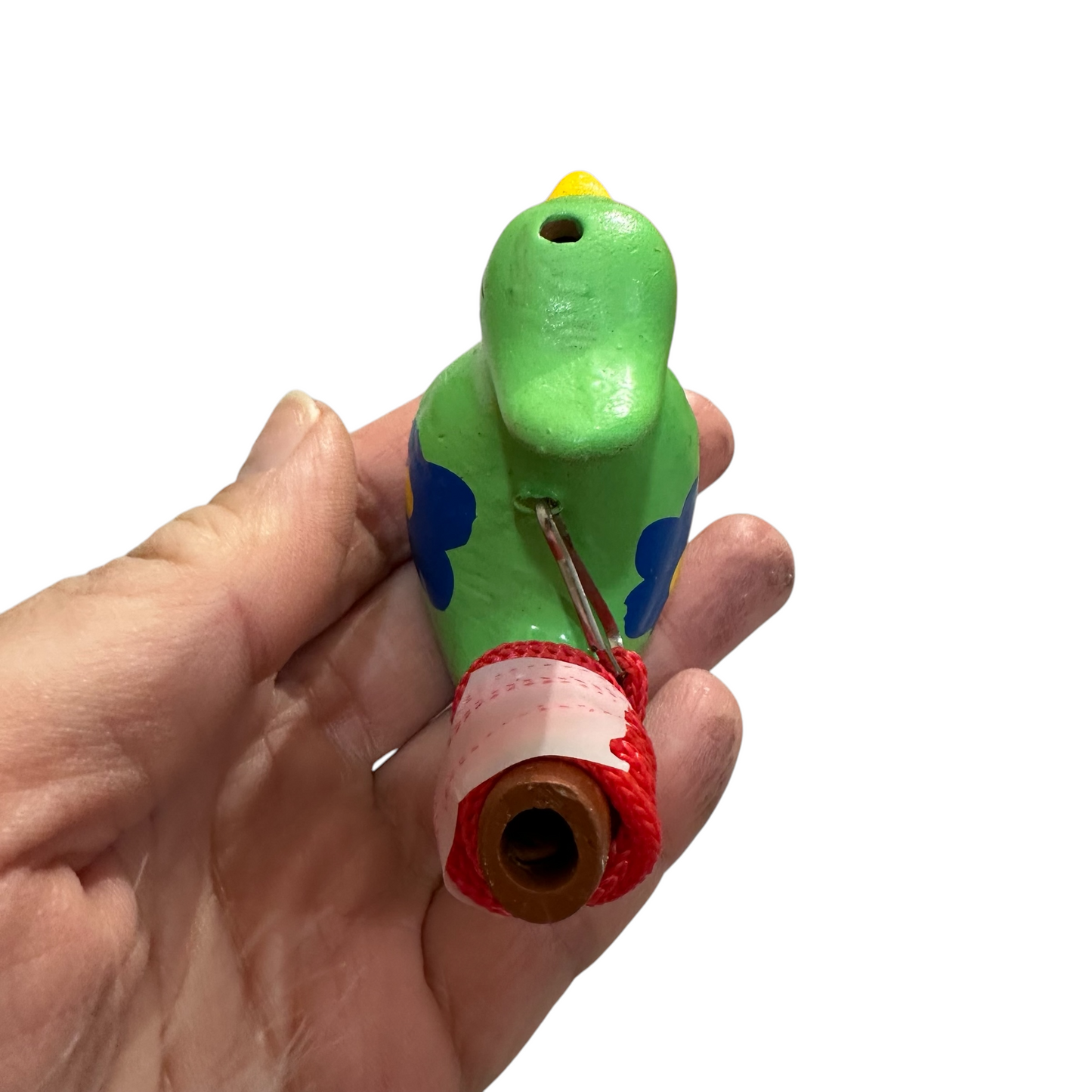 Clay Water Whistle Bird (Light green flower crest)