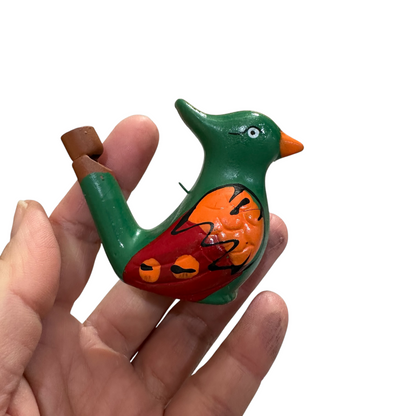 Clay Water Whistle Bird (Dark green crest)