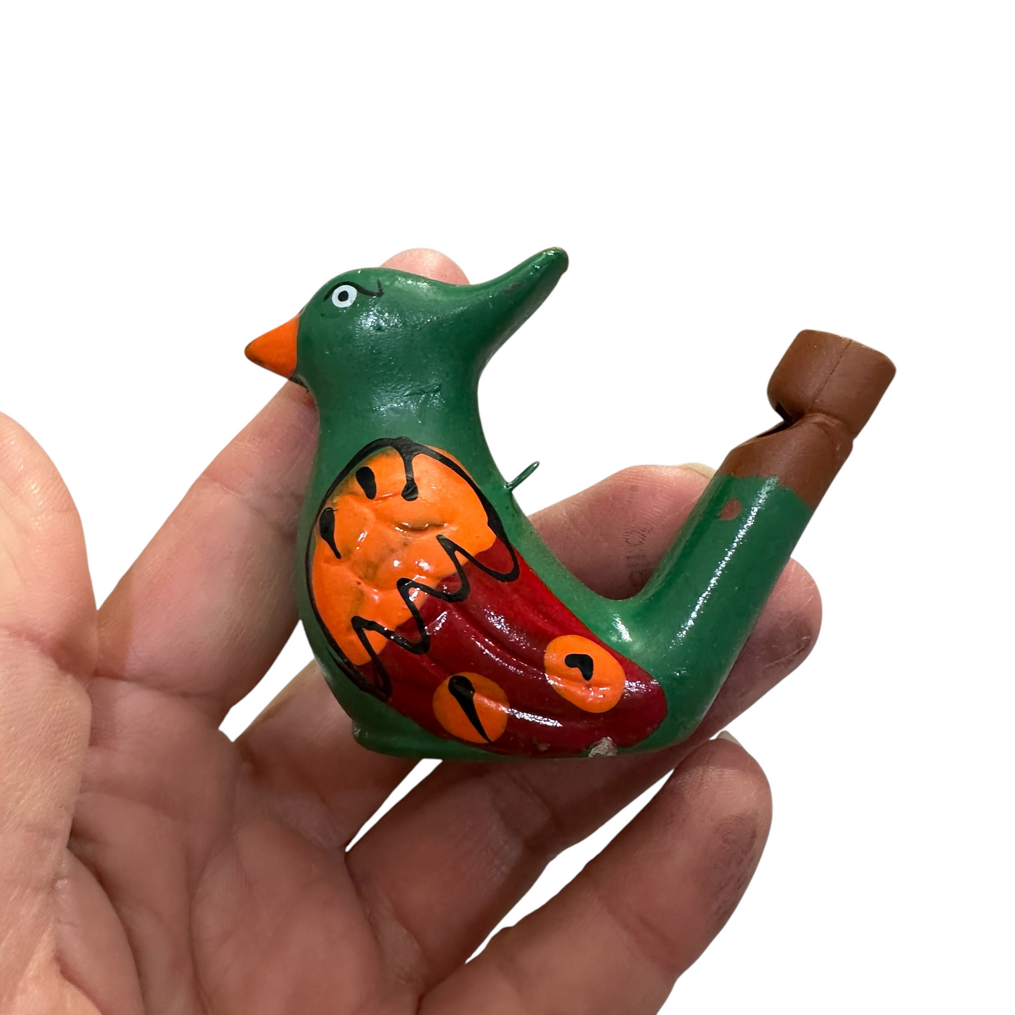 Clay Water Whistle Bird (Dark green crest)