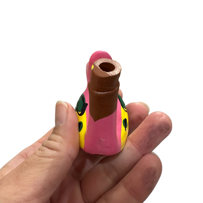 Clay Water Whistle Bird (Pink Crest)