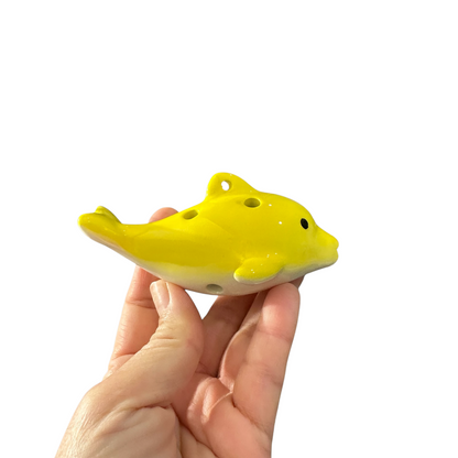Ceramic Dolphin Ocarina Yellow