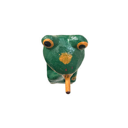 Shelf Sitting Wooden Frog Figurine Decoration