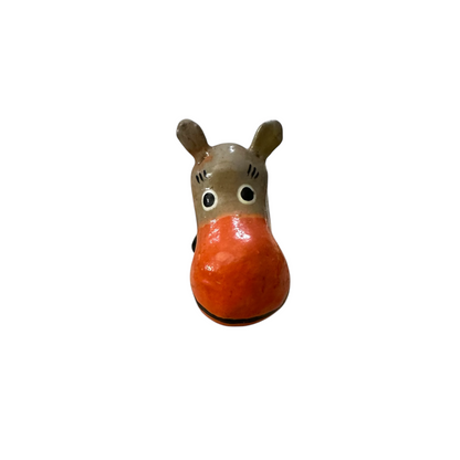 Mini Wooden Hippo Figurine (Orange)