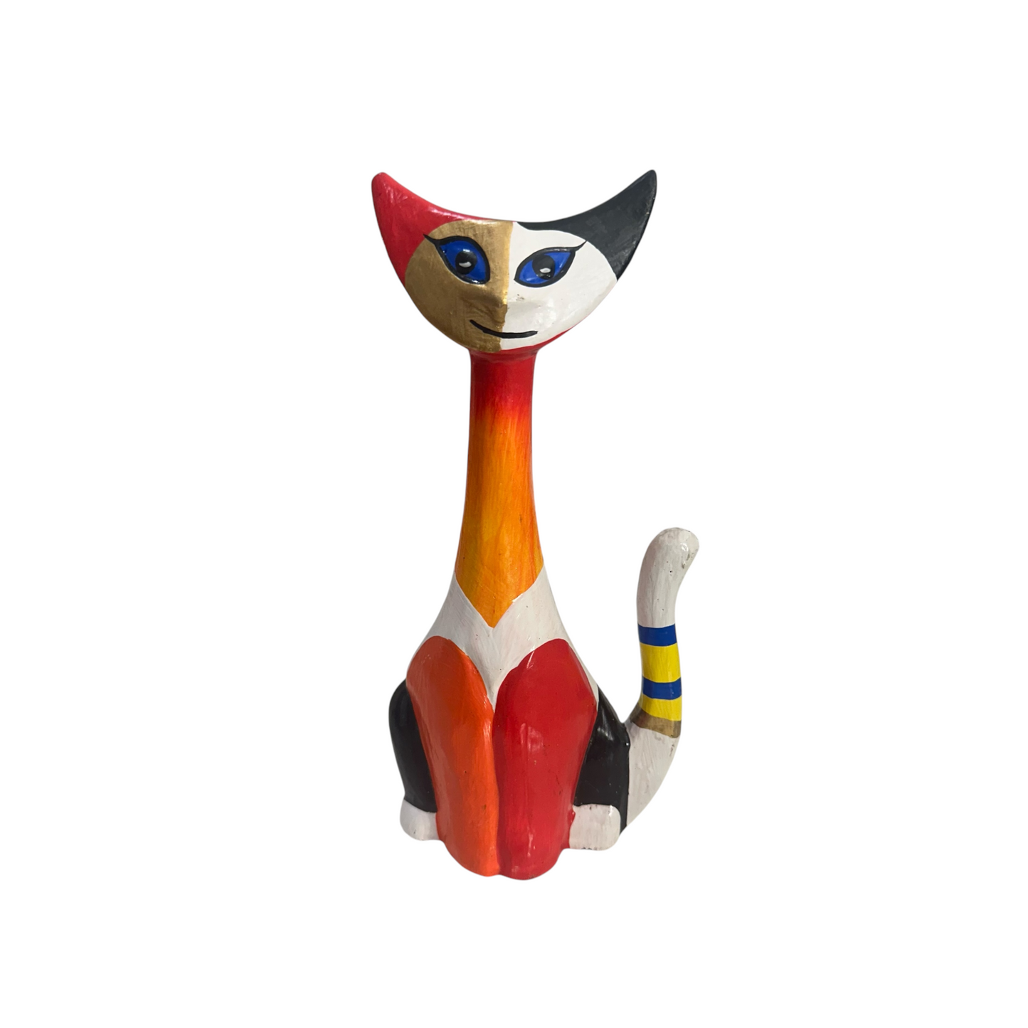 Wooden Cat Modern Tribal Figurine Style