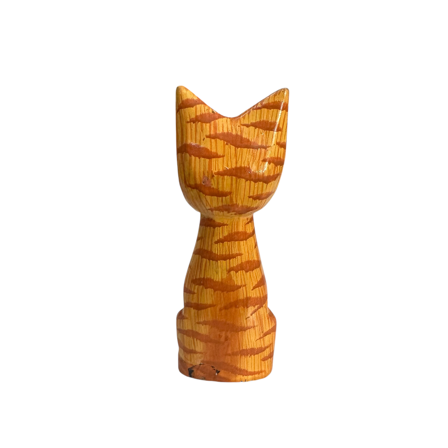 Wooden Orange Cute Sitting Cat Decoration Figurine