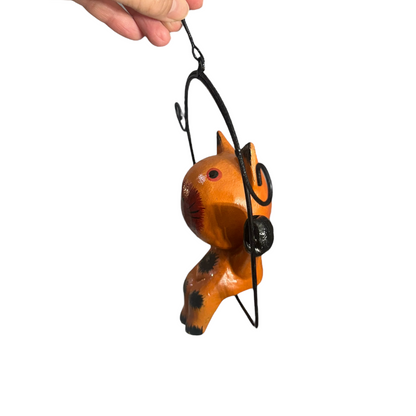 Wooden Cat on a swing (Orange)