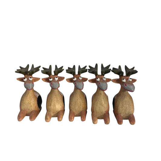 5 Handmade Wooden Moose napkin holders