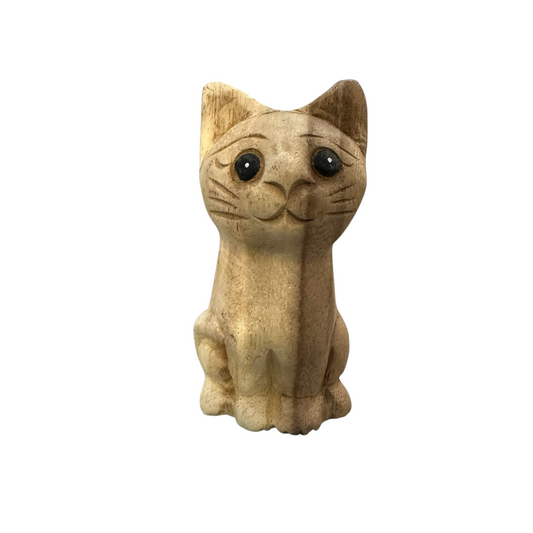 Wooden Waiting Cat Figurine Decoration