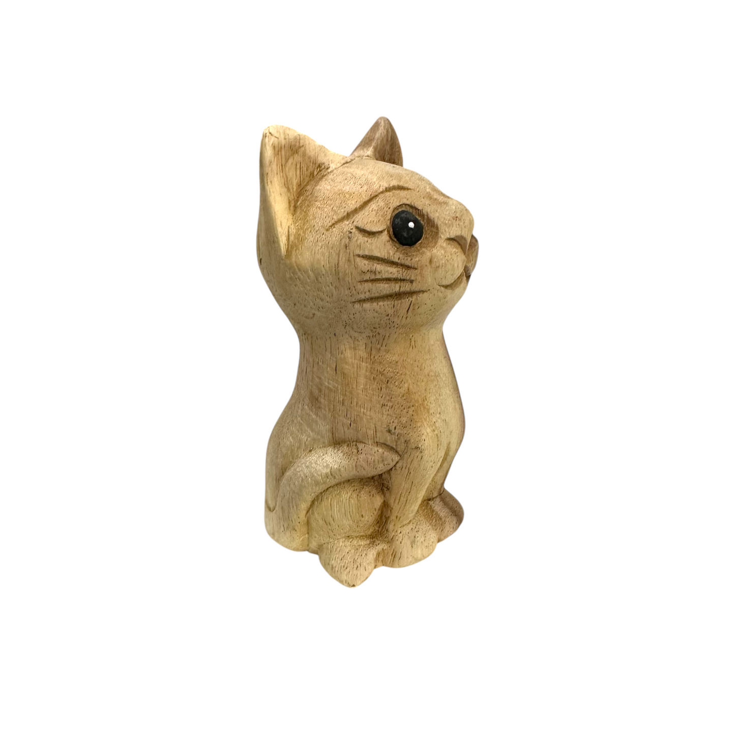 Wooden Waiting Cat Figurine Decoration