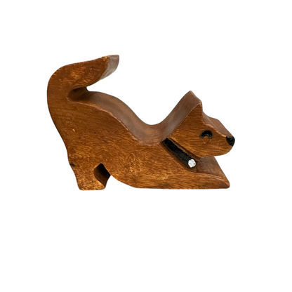 Wooden Cat Phone Holder (Dark Oak)