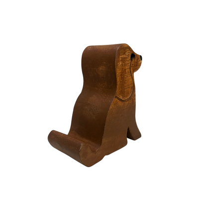 Wooden Beagle Phone Holder (Dark Oak)