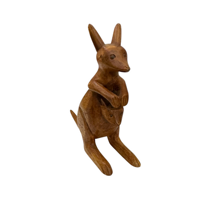 Wooden handmade Kangaroos and a baby figurine