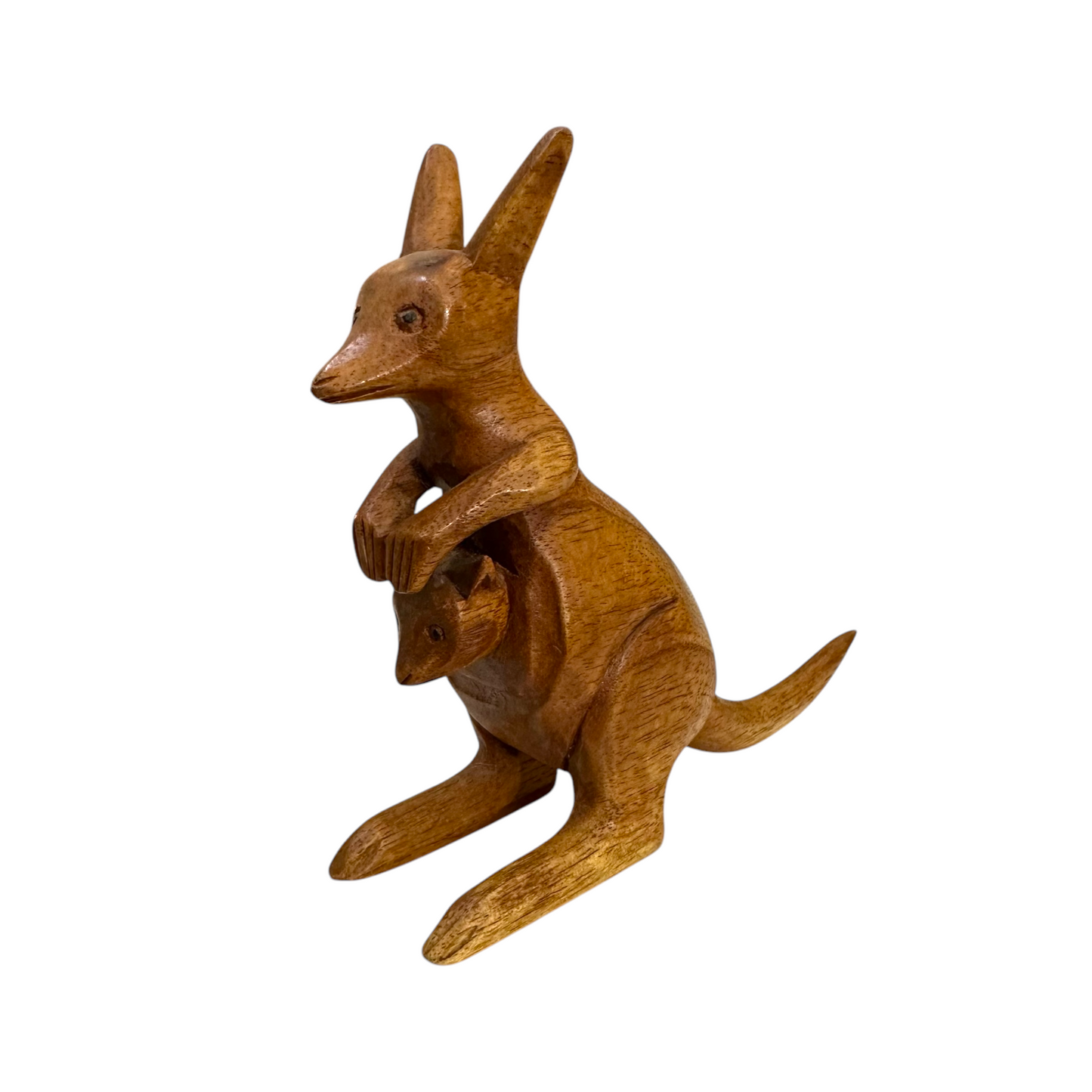 Wooden handmade Kangaroos and a baby figurine